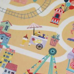 洗えるキッズラグ TOCO LIFE KIDS “おでかけごっこ 遊園地” フランネル ピンク