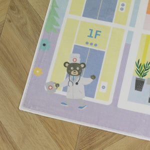 洗えるキッズラグ TOCO LIFE KIDS “おままごと 病院” フランネル ブルー