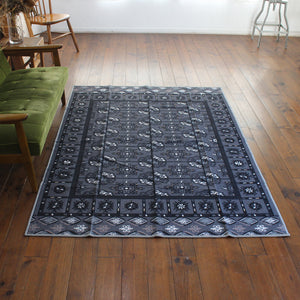 ヴィンテージ風ラグ TOCORU Series アフガンTEKKE ループ グレー