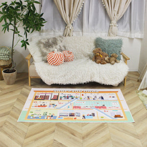 洗えるキッズラグ TOCO LIFE KIDS “お買い物ごっこ ショッピングモール” フランネル ピンク