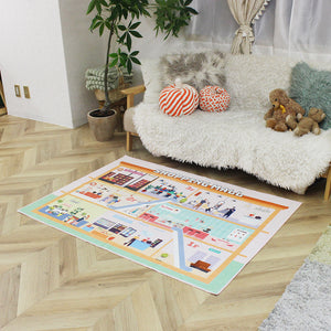 洗えるキッズラグ TOCO LIFE KIDS “お買い物ごっこ ショッピングモール” フランネル ピンク