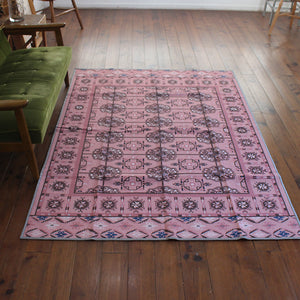 ヴィンテージ風ラグ TOCORU Series アフガンTEKKE ループ ピンク