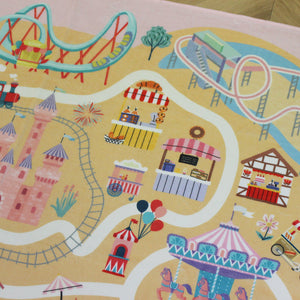 洗えるキッズラグ TOCO LIFE KIDS “おでかけごっこ 遊園地” フランネル ピンク