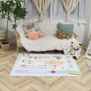洗えるキッズラグ TOCO LIFE KIDS “おままごと 病院” フランネル ブルー