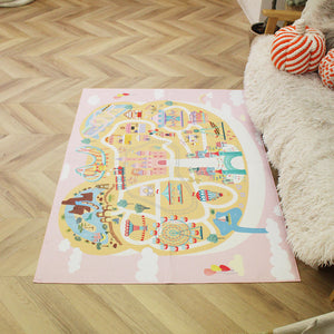洗えるキッズラグ TOCO LIFE KIDS “おでかけごっこ 遊園地” フランネル ピンク