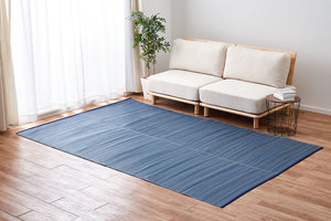 日本製 洗えるい草風ござカーペット  Comfort  (江戸間) ブルー