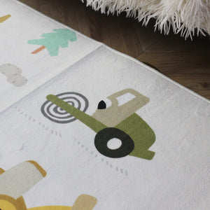 洗えるキッズラグ TOCO LIFE KIDS “働く車柄” フランネル ベージュ
