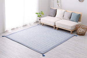 独特の少しおさえたカラートーンが魅力のインド綿ボンディングラグ クラック 3サイズ ネイビー