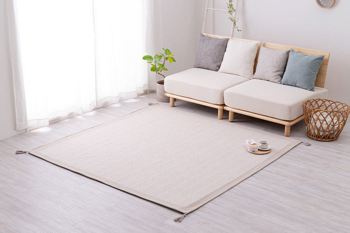 独特の少しおさえたカラートーンが魅力のインド綿ボンディングラグ クラック 3サイズ ホワイト