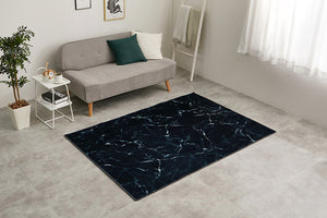 大理石デザイン プリントラグ Marbre ブラック