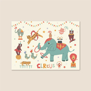 洗えるキッズラグ TOCO LIFE KIDS “アニマル柄 サーカスぞう” フランネル ベージュ