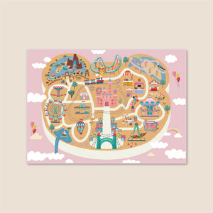 洗えるキッズラグ TOCO LIFE KIDS “おでかけごっこ 遊園地” フランネル ピンク