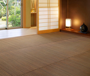 ナチュラルデザインの天然い草カーペット（裏貼り）Brown