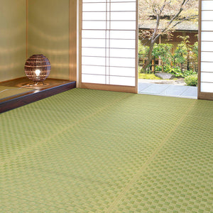 い草 花ござカーペット 本間（裏貼り） グリーン