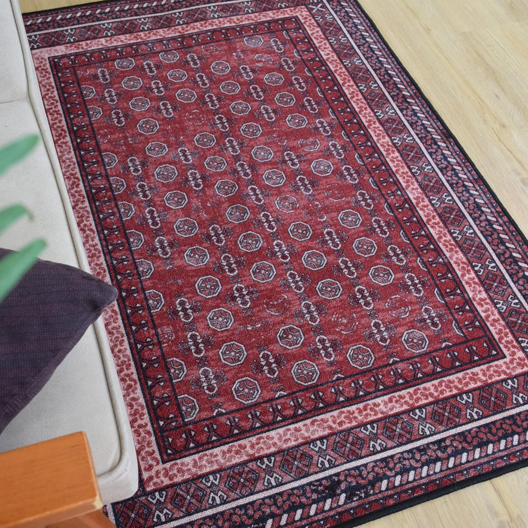 ヴィンテージ風ラグ TOCORU Series AFGHUN ループ レッド×ベージュ ヴィンテージ風ラグ TOCORU Series AFGHUN ループ レッド×ベージュ