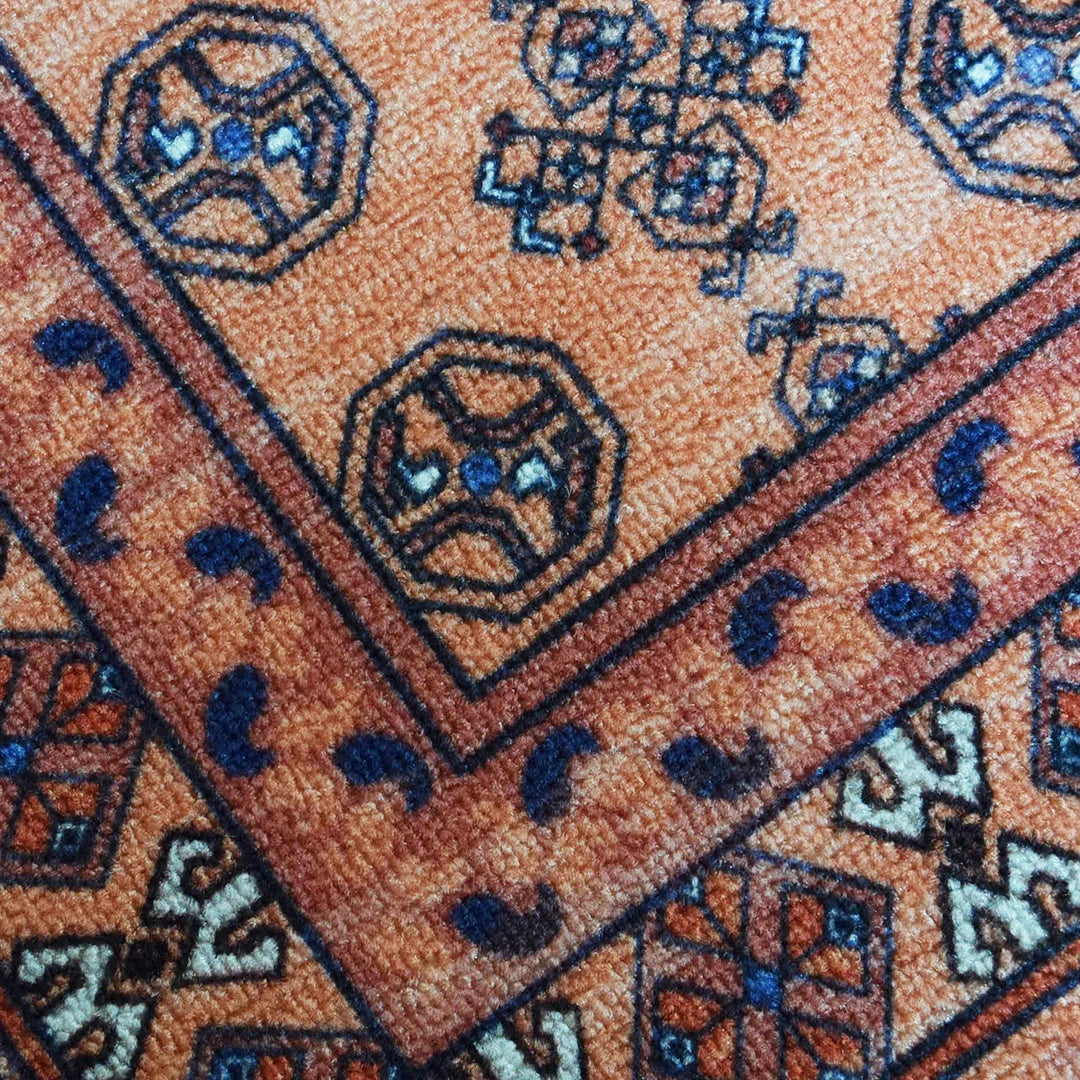 ヴィンテージ*手織り ラグ ネイビーブルーオレンジ ヴィンテージ ヴィンテージ*手織り ラグ ネイビーブルーオレンジ ヴィンテージ