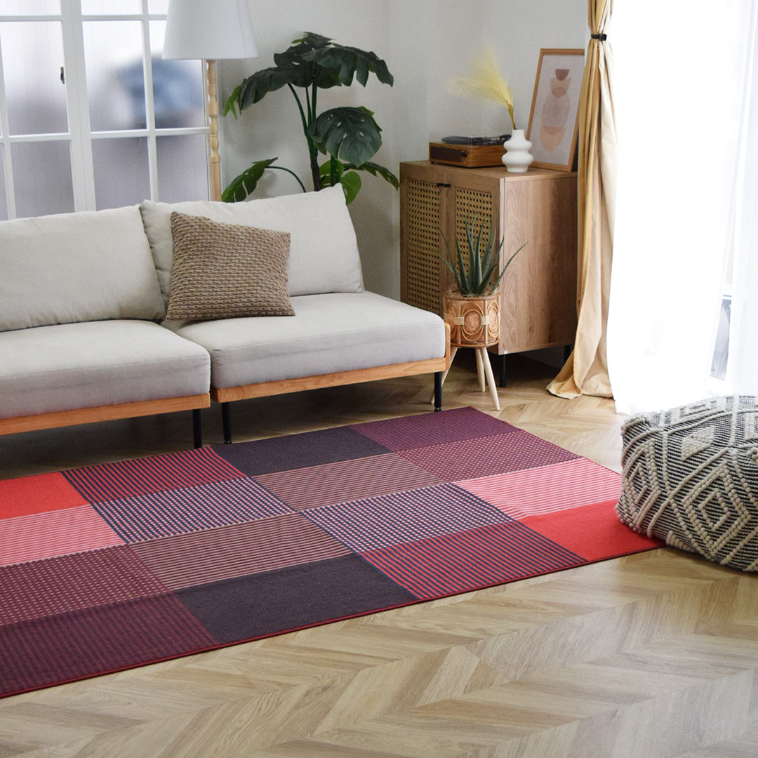 幾何学的なアートエリアラグビンテージウォッシャブルディストレスト