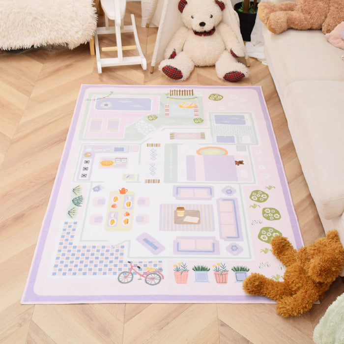 洗えるキッズラグ TOCO LIFE KIDS “おままごと” フランネル ピンク
