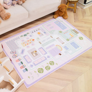 洗えるキッズラグ TOCO LIFE KIDS “おままごと” フランネル ピンク