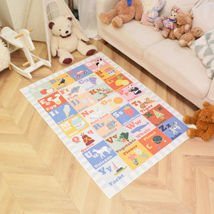 洗えるキッズラグ TOCO LIFE KIDS “知育ラグ アルファベット” フランネル ブルー