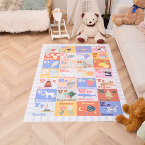 洗えるキッズラグ TOCO LIFE KIDS “知育ラグ アルファベット” フランネル ブルー