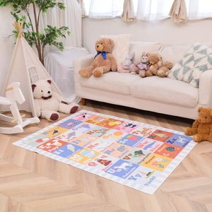 洗えるキッズラグ TOCO LIFE KIDS “知育ラグ アルファベット” フランネル ブルー