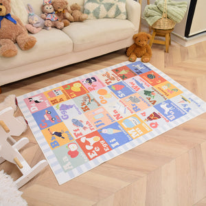 洗えるキッズラグ TOCO LIFE KIDS “知育ラグ アルファベット” フランネル ブルー