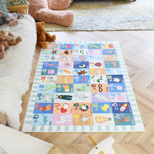 洗えるキッズラグ TOCO LIFE KIDS “知育ラグ ひらがな” フランネル グリーン