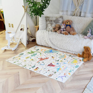 洗えるキッズラグ TOCO LIFE KIDS “ロードマップ 恐竜と迷路” フランネル ベージュ