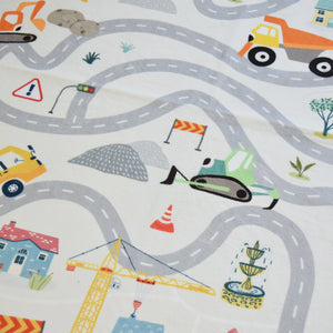 洗えるキッズラグ TOCO LIFE KIDS “ロードマップ 働く車と迷路” フランネル グレー