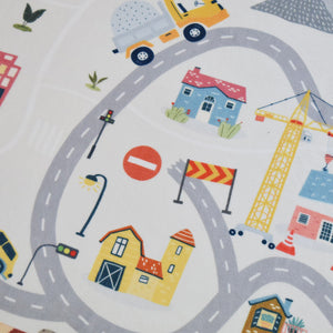 洗えるキッズラグ TOCO LIFE KIDS “ロードマップ 働く車と迷路” フランネル グレー
