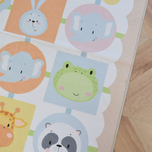 洗えるキッズラグ TOCO LIFE KIDS “プレイマット アニマルステップ” フランネル ベージュ