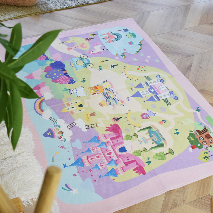 洗えるキッズラグ TOCO LIFE KIDS “お姫様ごっこ お城” フランネル ピンク