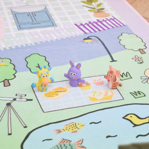 洗えるキッズラグ TOCO LIFE KIDS “おままごと お部屋と公園” フランネル パープル