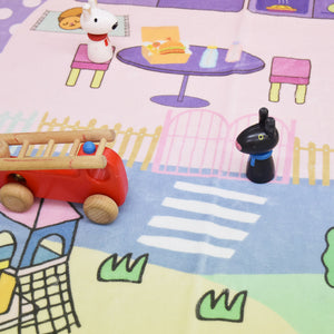 洗えるキッズラグ TOCO LIFE KIDS “おままごと お部屋と公園” フランネル パープル