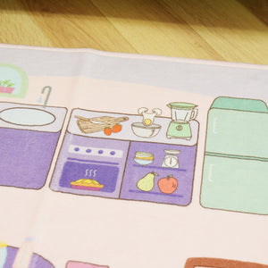 洗えるキッズラグ TOCO LIFE KIDS “おままごと お部屋と公園” フランネル パープル