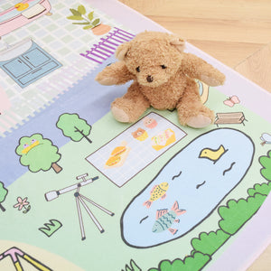 洗えるキッズラグ TOCO LIFE KIDS “おままごと お部屋と公園” フランネル パープル