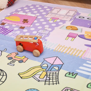 洗えるキッズラグ TOCO LIFE KIDS “おままごと お部屋と公園” フランネル パープル