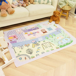 洗えるキッズラグ TOCO LIFE KIDS “おままごと お部屋と公園” フランネル パープル