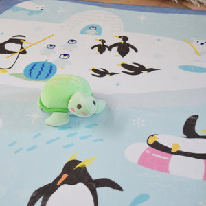 洗えるキッズラグ TOCO LIFE KIDS “アニマル柄 ペンギン” フランネル ブルー