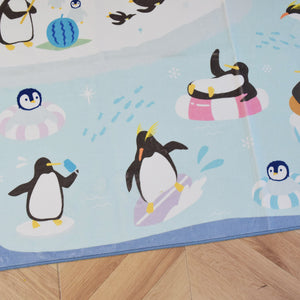 洗えるキッズラグ TOCO LIFE KIDS “アニマル柄 ペンギン” フランネル ブルー