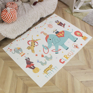 洗えるキッズラグ TOCO LIFE KIDS “アニマル柄 サーカスぞう” フランネル ベージュ