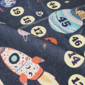 洗えるキッズラグ TOCO LIFE KIDS “知育ラグ 宇宙と数字” フランネル ネイビー