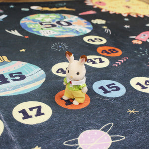 洗えるキッズラグ TOCO LIFE KIDS “知育ラグ 宇宙と数字” フランネル ネイビー