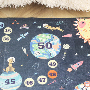 洗えるキッズラグ TOCO LIFE KIDS “知育ラグ 宇宙と数字” フランネル ネイビー