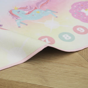 洗えるキッズラグ TOCO LIFE KIDS “知育ラグ ユニコーンと数字” フランネル パープル