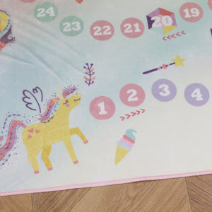 洗えるキッズラグ TOCO LIFE KIDS “知育ラグ ユニコーンと数字” フランネル パープル