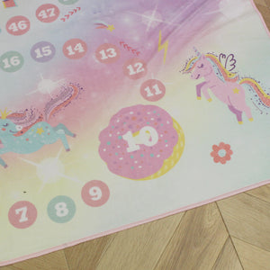 洗えるキッズラグ TOCO LIFE KIDS “知育ラグ ユニコーンと数字” フランネル パープル