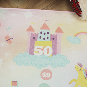 洗えるキッズラグ TOCO LIFE KIDS “知育ラグ ユニコーンと数字” フランネル パープル