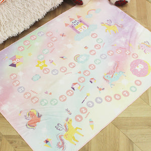 洗えるキッズラグ TOCO LIFE KIDS “知育ラグ ユニコーンと数字” フランネル パープル